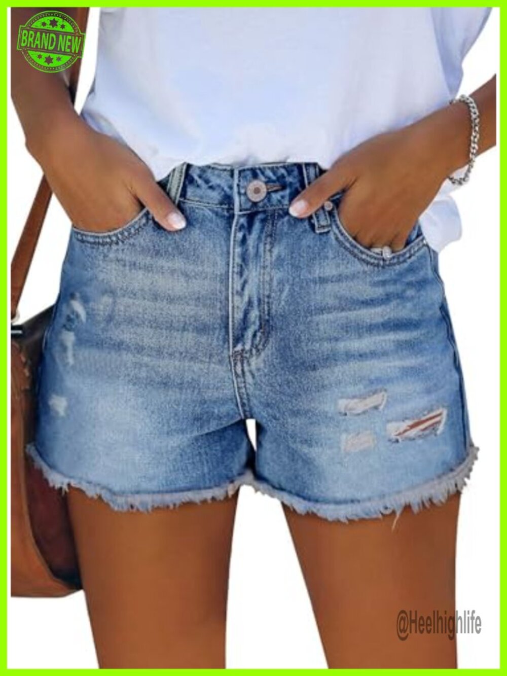 High Cotton Denim Shorts Ripped Distressed Folded Hem Mid Rise Jean Shorts